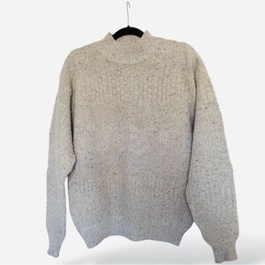 Vintage 1970s Pendleton Speckled Wool Sweater, Size Medium, Cable Knit, USA